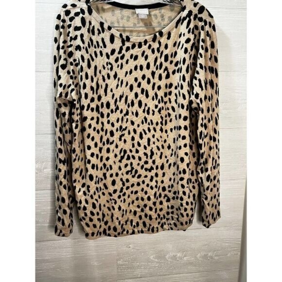 Womens Animal-Print Bateau-Neck Shirttail-Hem Pullover Sweater - Picture 4 of 7